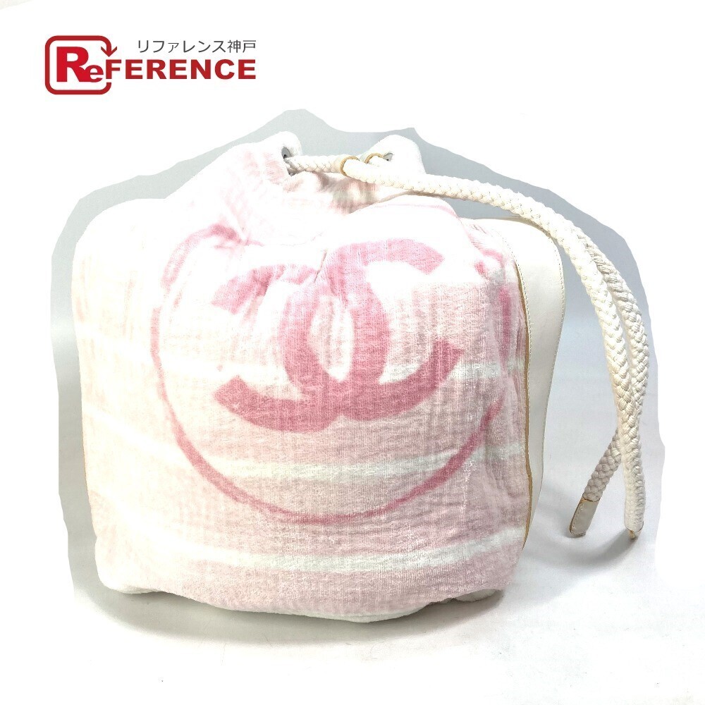 Chanel beach bag shoulder CC Coco Mark pile drawstring pink